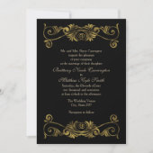 Elegant Formal Black and Gold Wedding Kaart (Voorkant)