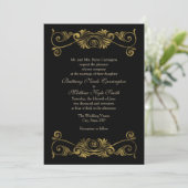 Elegant Formal Black and Gold Wedding Kaart (Staand voorkant)