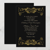 Elegant Formal Black and Gold Wedding Kaart (Voorkant / Achterkant)