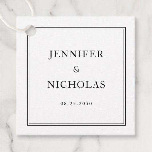 Elegant Formal Black And White Wedding Bedankjes Labels (Voorkant)