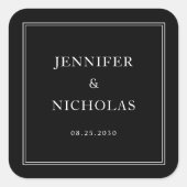 Elegant Formal Black And White Wedding Vierkante Sticker (Voorkant)
