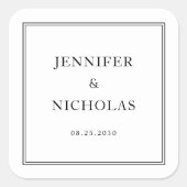 Elegant Formal  Black And White Wedding Vierkante Sticker (Voorkant)