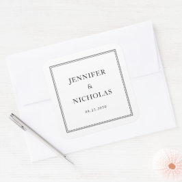 Elegant Formal  Black And White Wedding Vierkante Sticker