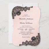 Elegant Formal Black en Pink Floral Wedding Kaart (Voorkant)