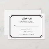 Elegant Formal Black en White RSVP (Voorkant / Achterkant)