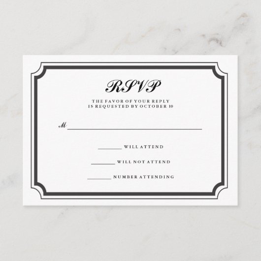 Elegant Formal Black en White RSVP (Voorkant)
