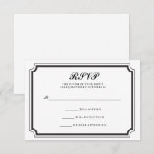 Elegant Formal Black en White RSVP Kaartje (Voorkant / Achterkant)