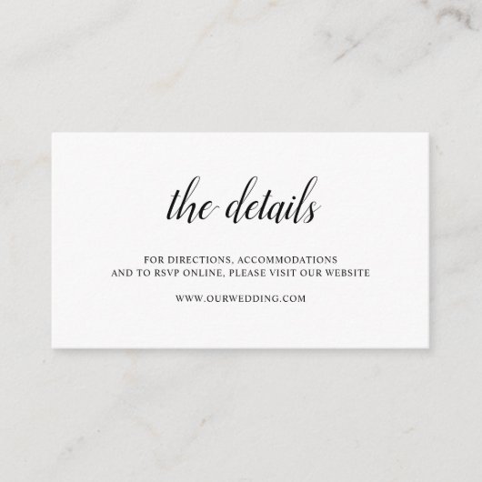Elegant Formal Black en White Simple Wedding Informatiekaartje (Voorkant)