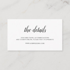 Elegant Formal Black en White Simple Wedding Informatiekaartje