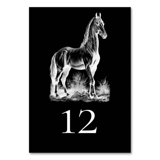 Elegant Formal Black Horse Equestrian Wedding Kaart (Achterkant)