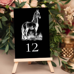 Elegant Formal Black Horse Equestrian Wedding Kaart