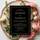 Elegant Formal Black Wedding Folie Uitnodiging