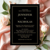Elegant Formal Black Wedding Folie Uitnodiging