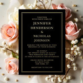 Elegant Formal Black Wedding Gold Folie Uitnodiging