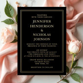 Elegant Formal Black Wedding Gold Folie Uitnodiging