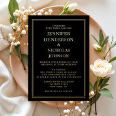 Elegant Formal Black Wedding Gold Folie Uitnodiging