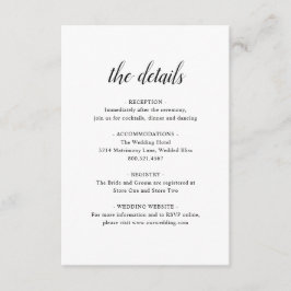 Elegant Formal Black White — details Eenvoudig huw Informatiekaartje