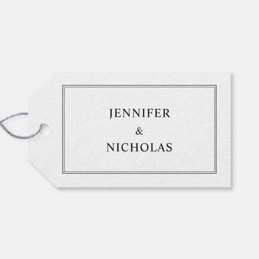Elegant Formal Black White Weddenschap Hartelijk d Cadeaulabel (Achterkant Horizontaal)