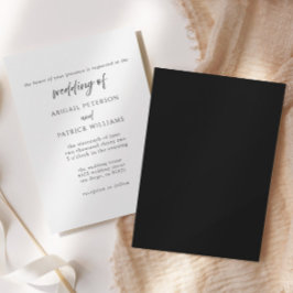Elegant Formal Black & White Wedding Invitation  Kaart