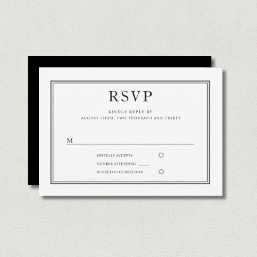 Elegant Formal Black White Wedding RSVP