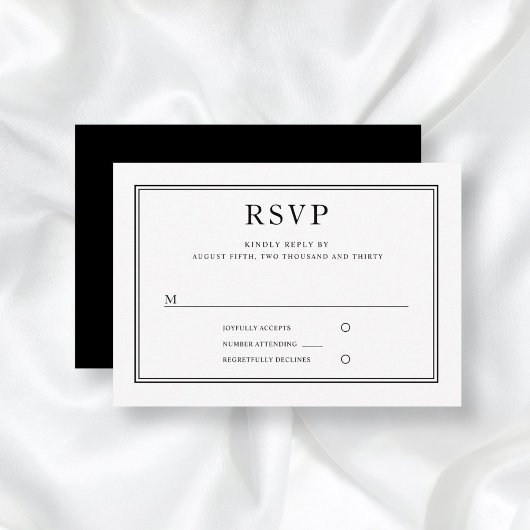 Elegant Formal Black White Wedding RSVP