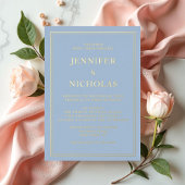 Elegant Formal Blue Wedding Gold Folie Uitnodiging