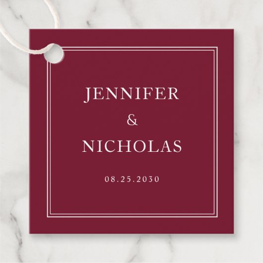 Elegant Formal Burgundy Wedding Bedankjes Labels (Voorkant)