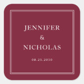 Elegant Formal Burgundy Wedding Vierkante Sticker (Voorkant)