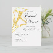 Elegant Formal Calla Lilly Gold BW Vrijgezellenfee Folie Uitnodiging (Staand Voorkant)