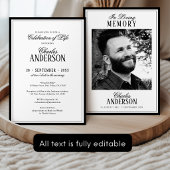 Elegant Formal Celebration of Life / Funeral Kaart