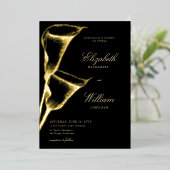 Elegant Formal Classic Calla Lilly BW Wedding Gold Folie Uitnodiging (Staand Voorkant)
