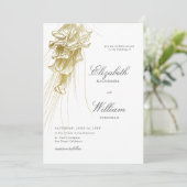 Elegant Formal Classic Gold Calla Lily BW Wedding Kaart (Staand voorkant)