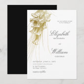 Elegant Formal Classic Gold Calla Lily BW Wedding Kaart (Voorkant / Achterkant)