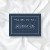 Elegant Formal Classic Navy Blue Wedding Details Informatiekaartje