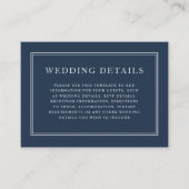 Elegant Formal Classic Navy Blue Wedding Details Informatiekaartje (Voorkant)