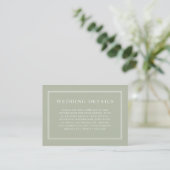 Elegant Formal Classic Sage Green Wedding Details Informatiekaartje (Staand voorkant)