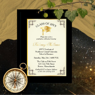 Elegant Formal College Graduation Party Gold Foil Folie Uitnodiging