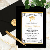 Elegant Formal College Graduation Party Gold Folie Uitnodiging