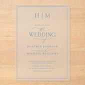 Elegant Formal Dusty Blue Calligraphy Wedding Acryl Uitnodigingen (Voorkant)
