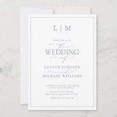 Elegant Formal Dusty Blue Calligraphy Wedding Kaart (Voorkant)