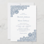 Elegant Formal Dusty Blue Floral Wedding Kaart (Voorkant)