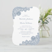 Elegant Formal Dusty Blue Floral Wedding Kaart (Staand voorkant)
