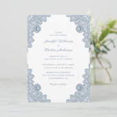 Elegant Formal Dusty Blue Floral Wedding Kaart (Staand voorkant)