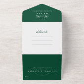 Elegant Formal Emerald Green Script Photo Weddensc All In One Uitnodiging (Buitenkant)