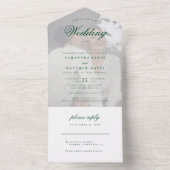 Elegant Formal Emerald Green Script Photo Weddensc All In One Uitnodiging (Binnen)