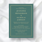 Elegant Formal Emerald Green Wedding Gold Folie Uitnodiging