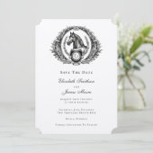 Elegant Formal Equestrian Monogram Crest Foto Save The Date (Staand voorkant)