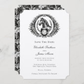 Elegant Formal Equestrian Monogram Crest Wedding Save The Date (Voorkant / Achterkant)