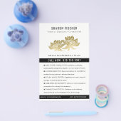 Elegant Formal Faux Gold Lotus Floral Business Flyer (Enkel)