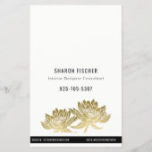 Elegant Formal Faux Gold Lotus Floral Business Flyer (Achterkant)